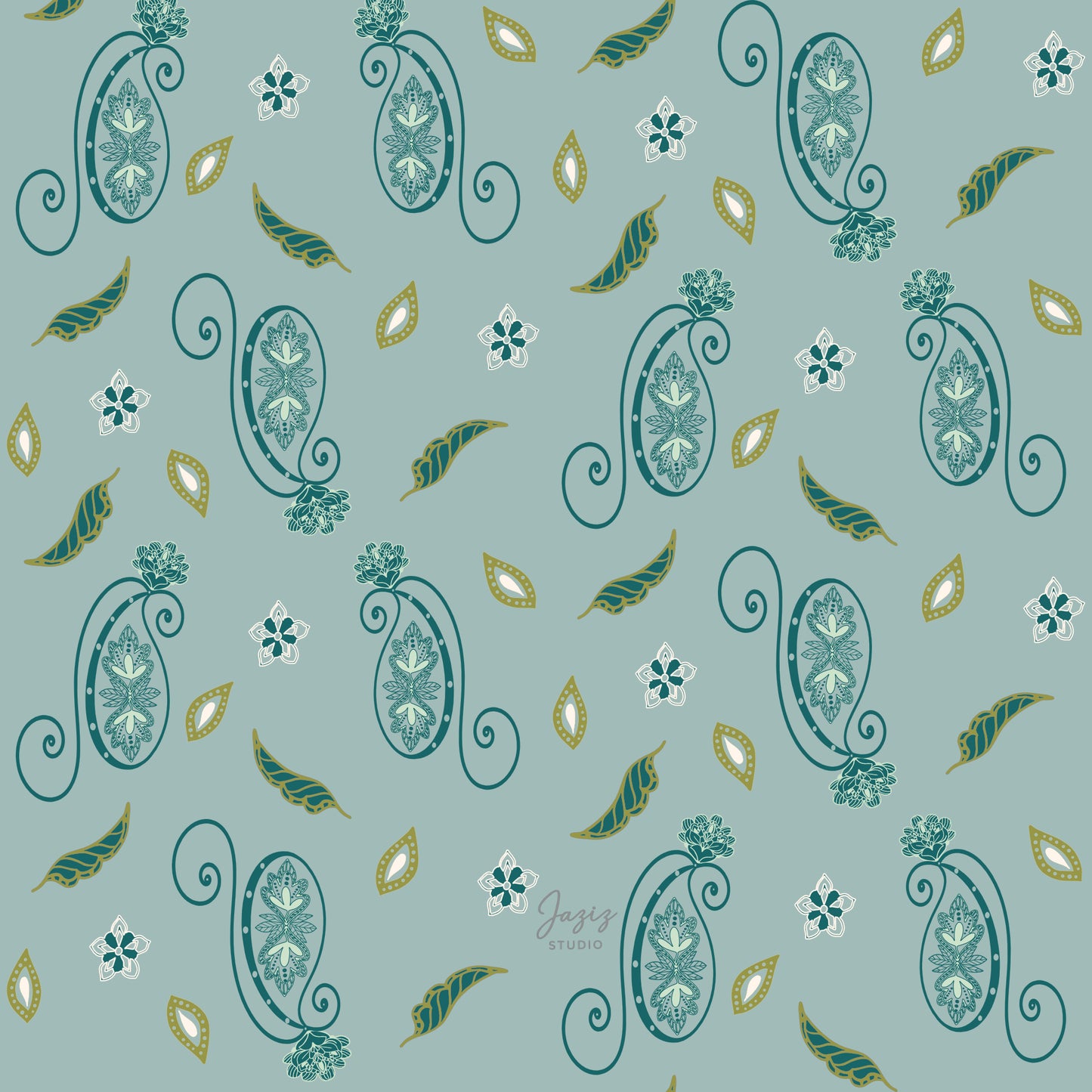 Paisley Ornate – Sage & Teal Seamless Pattern