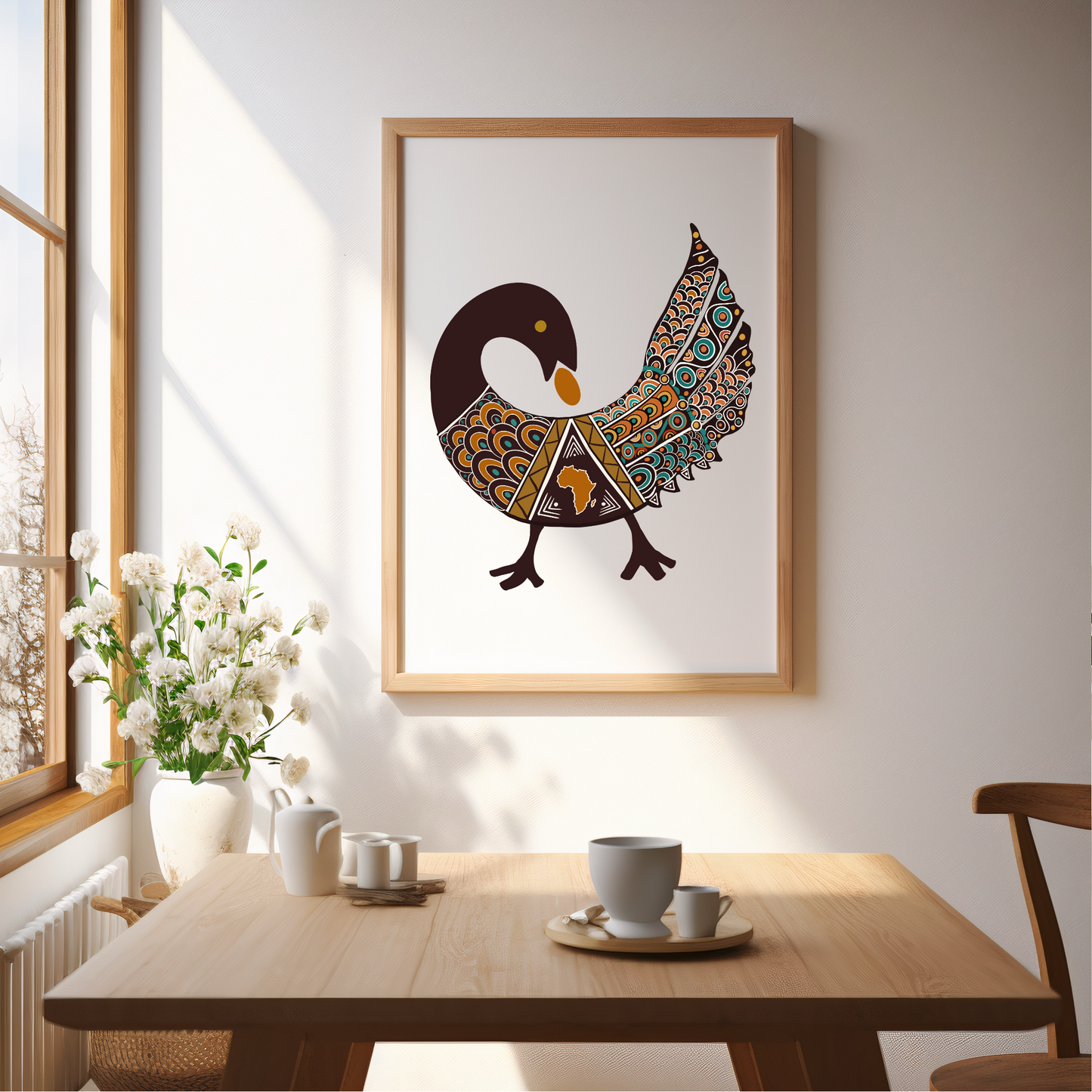 Framed Art Print — Sankofa Bird African Heritage Wall Art | Original Hand-Drawn Design