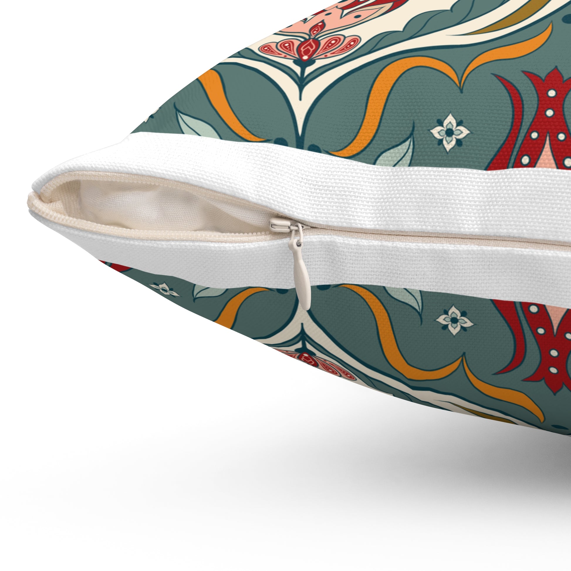 Ottoman Iznik tulip pattern cushion cover ivory and teal — Jaziz Studio