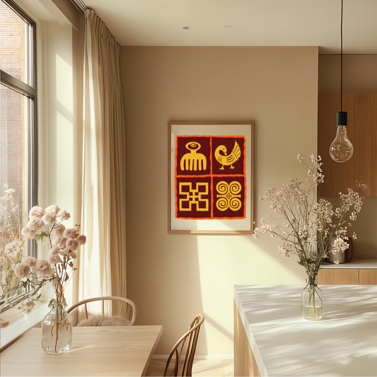 Art Print — Adinkra Symbols African Heritage Wall Art | Original Hand-Drawn Design