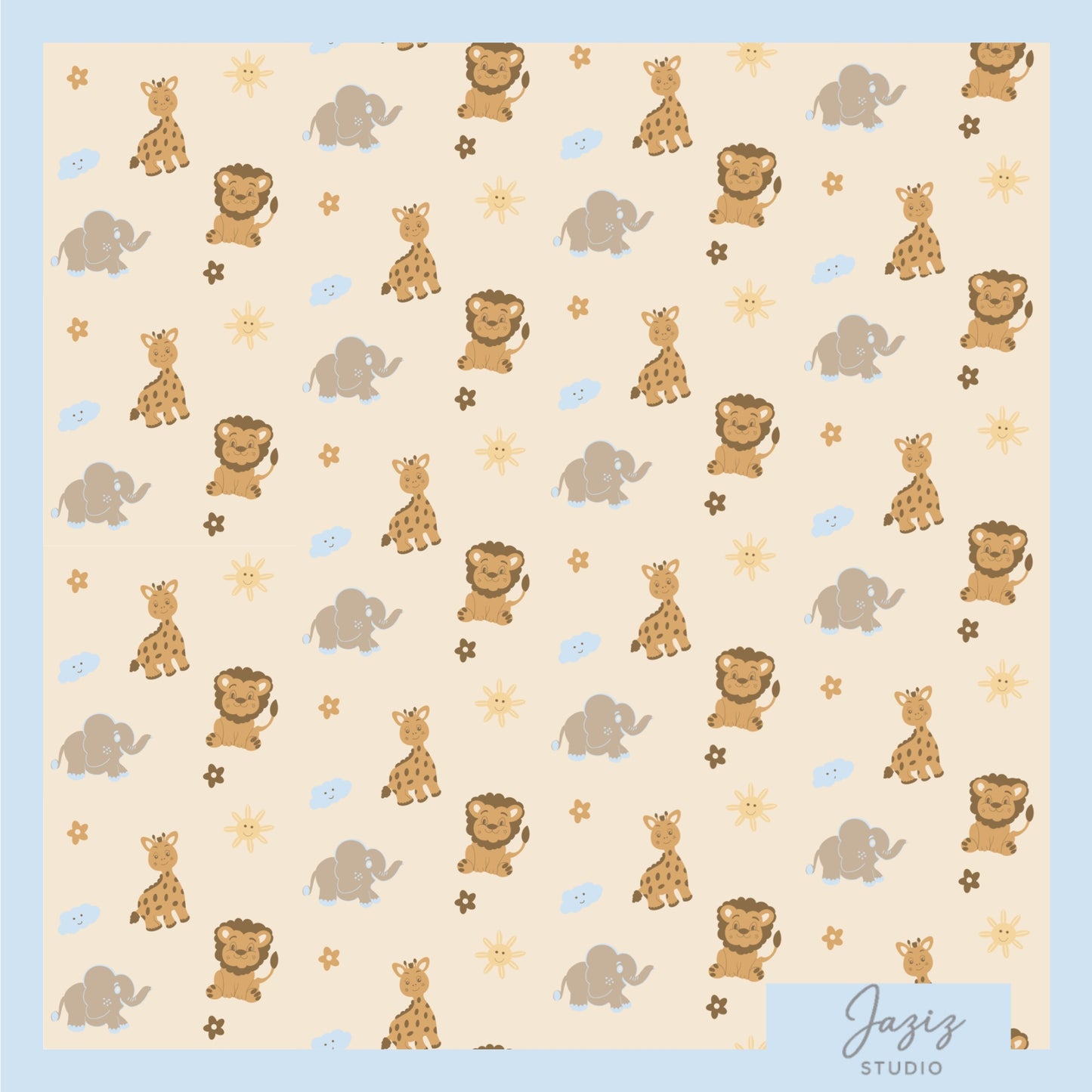 Soft Safari Nursery Pattern Bundle – 4 Seamless Designs (Digital Download)