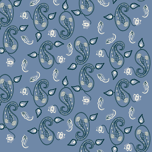 Paisley Bloom – Dusty Blue & Teal Seamless Pattern
