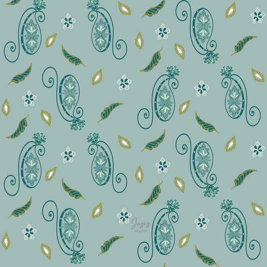 Paisley Ornate – Sage & Teal Seamless Pattern