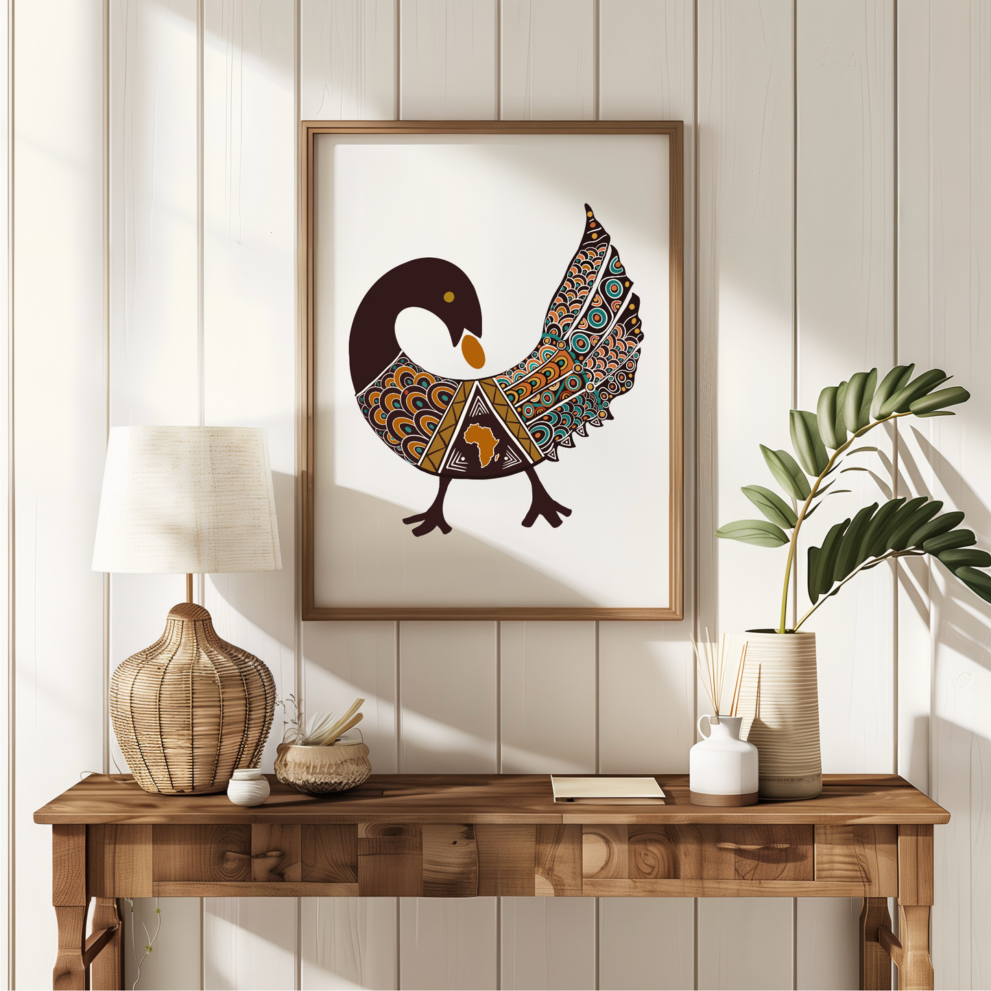 Framed Art Print — Sankofa Bird African Heritage Wall Art | Original Hand-Drawn Design
